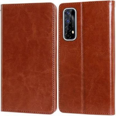 ClickAway Flip Cover for Realme Narzo 20 Pro/Realme 7 Brown Premium Flip Cover Leather Finish|Foldable Stand Case(Brown, Shock Proof, Pack of: 1)