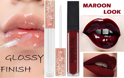 ADJD matte long lasting maroon lipstick with glossy finish lip gloss(2 Items in the set)