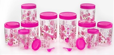 SKYLIFE Plastic Grocery Container  - 2000 ml, 1500 ml, 1000 ml, 750 ml, 500 ml, 250 ml(Pack of 12, Pink)