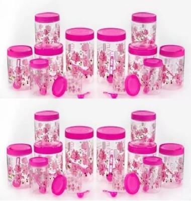SKYLIFE Plastic Grocery Container  - 2000 ml, 1500 ml, 1000 ml, 750 ml, 500 ml, 250 ml(Pack of 24, Pink)