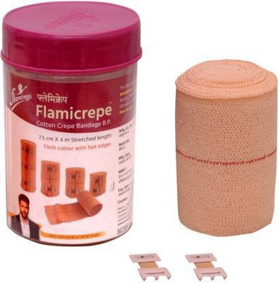 FLAMICREPE FLAMINGO COTTON CREPE BANDAGE B.P 7.5*4MTR STRECHED LENGTH Crepe Bandage(7.5 cm)