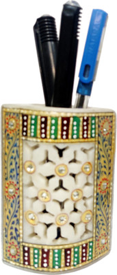 Purpledip 1 Compartments Marble Penholder(Multicolor)