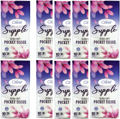 PRIMAXX Supple Ultra Soft Pocket Tissue-3 PLY (10 Pulls Per Pack & PACK Of 10 )(100 Tissues)