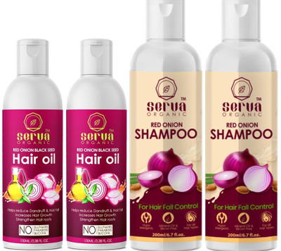 serva organic 2 Pack Oil & 2 Pack Shampoo Kit Hair Oil(600 g)
