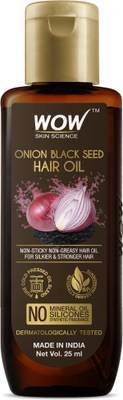 WOW SKIN SCIENCE Onion Hair Oil With Black Seed Oil Extracts - Controls Hair Fall - No Mineral Oil, Silicones & Synthetic Fragrance - 25ml Hair Oil