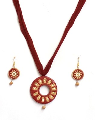 Elegance & U Terracotta Maroon Jewellery Set(Pack of 1)