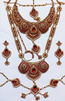 Bridal Alloy Gold-plated Red, Gold Jewellery Set(Pack of 1)