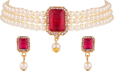 KVDesigns Alloy Red Jewellery Set(Pack of 1)