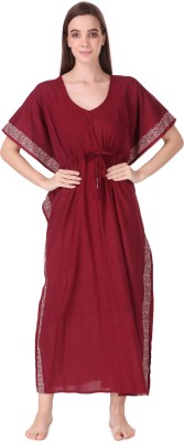 Masha Solid Cotton Blend Women Kaftan