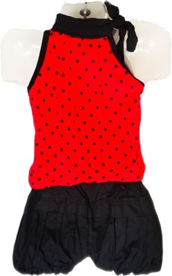 Alexa Creation Baby Girls Above Knee Casual Dress(Red, Sleeveless)