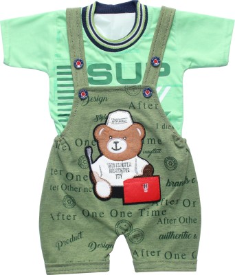 MD Baby's Galaxy Dungaree For Baby Boys & Baby Girls Casual Printed, Applique Cotton Blend(Green, Pack of 1)