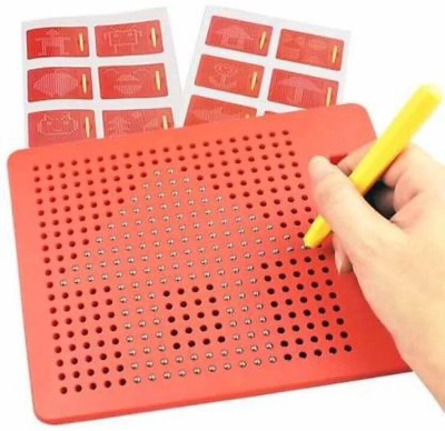 SMB ENTERPRISES Magnetic Drawing Board Magnetic Pads - Erasable Magna Doodle Writing Drawing Pad for Kids - Includes a Pen & 10 Pattern Cards (380 Magnets)(Multicolor)