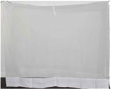 buyagain Cotton Adults Washable 4x6.5 FT White Mosquito Net for Single Bed Deluxe Cotton Material - Mosquito Net for Baby | Bedroom | Family Mosquito Net(White, Bed Box)