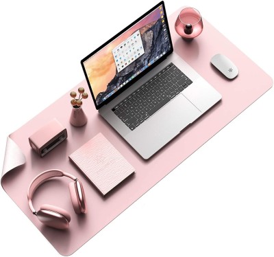 SHIDHMI Laptop Pad Desk Pad, PU Leather Office Desk Mat, Ultra Thin, Extra Large, Waterproof Desk Blotter, Laptop Mouse Pad Table Protector for Office and Home Mousepad(Pink)