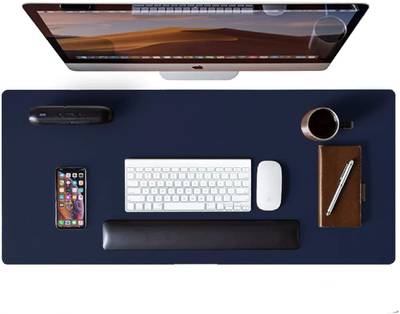 SHIDHMI Laptop Pad Desk Pad, PU Leather Office Desk Mat, Ultra Thin, Extra Large, Waterproof Desk Blotter, Laptop Mouse Pad Table Protector for Office and Home Mousepad  (Dark Blue)