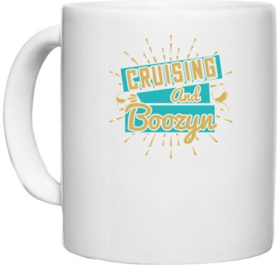 UDNAG White Ceramic Coffee / Tea 'Girls trip | cruising and boozyn' Perfect for Gifting [330ml] Ceramic Coffee Mug(330 ml)