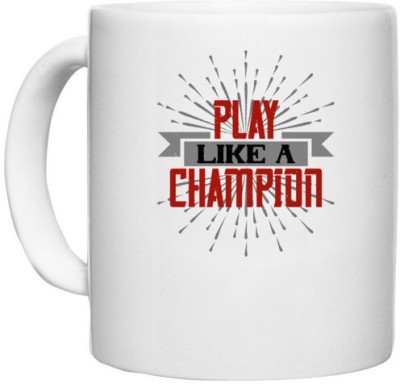 UDNAG White Ceramic Coffee / Tea 'Badminton | Play like a Champion' Perfect for Gifting [330ml] Ceramic Coffee Mug(330 ml)