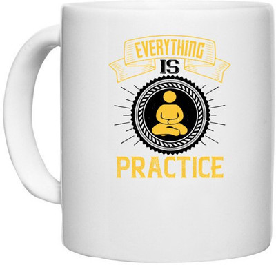 UDNAG White Ceramic Coffee / Tea 'Team Coach | Everything is practice' Perfect for Gifting [330ml] Ceramic Coffee Mug(330 ml)