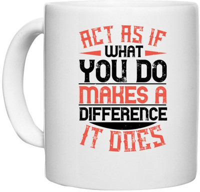 UDNAG White Ceramic Coffee / Tea 'Volunteers | Act as if what you do makes a difference. It does' Perfect for Gifting [330ml] Ceramic Coffee Mug(330 ml)