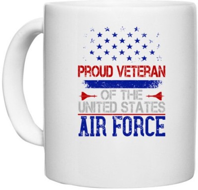 UDNAG White Ceramic Coffee / Tea 'Airforce | proud veteran of the united states air force' Perfect for Gifting [330ml] Ceramic Coffee Mug(330 ml)