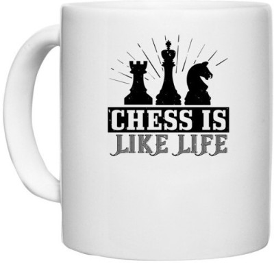 UDNAG White Ceramic Coffee / Tea 'Chess | Chess is like life' Perfect for Gifting [330ml] Ceramic Coffee Mug(330 ml)