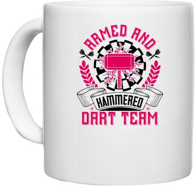 UDNAG White Ceramic Coffee / Tea 'Dart | Armed and Hammered dart team' Perfect for Gifting [330ml] Ceramic Coffee Mug(330 ml)