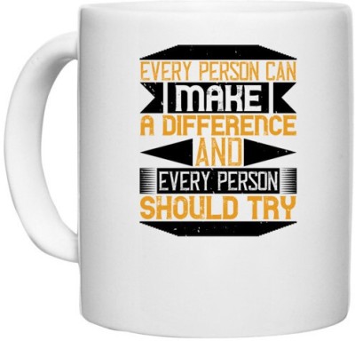UDNAG White Ceramic Coffee / Tea 'Volunteers | Every person can make a difference, and every person should try' Perfect for Gifting [330ml] Ceramic Coffee Mug(330 ml)