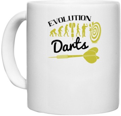UDNAG White Ceramic Coffee / Tea 'Dart | Evolution darts' Perfect for Gifting [330ml] Ceramic Coffee Mug(330 ml)