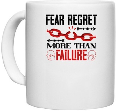 UDNAG White Ceramic Coffee / Tea 'Team Coach | Fear regret more than failure' Perfect for Gifting [330ml] Ceramic Coffee Mug(330 ml)