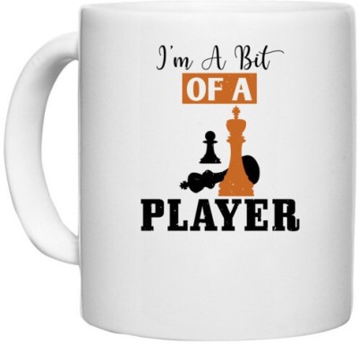 UDNAG White Ceramic Coffee / Tea 'Chess | i’m a bit of a player' Perfect for Gifting [330ml] Ceramic Coffee Mug(330 ml)