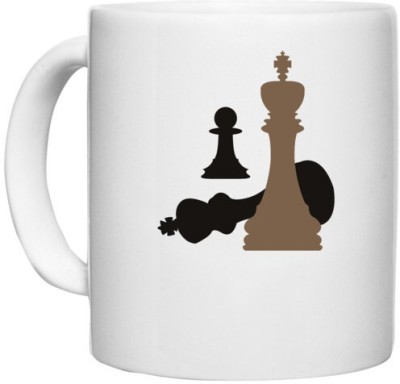 UDNAG White Ceramic Coffee / Tea 'Chess | Chess pieces' Perfect for Gifting [330ml] Ceramic Coffee Mug(330 ml)