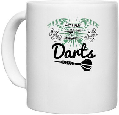UDNAG White Ceramic Coffee / Tea 'Dart | Let's play darts' Perfect for Gifting [330ml] Ceramic Coffee Mug(330 ml)
