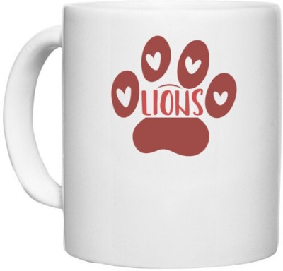 UDNAG White Ceramic Coffee / Tea 'Lions | Lions' Perfect for Gifting [330ml] Ceramic Coffee Mug(330 ml)