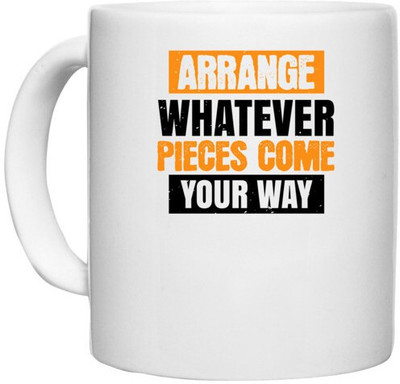 UDNAG White Ceramic Coffee / Tea 'Sleeping | Arrange whatever pieces come your way' Perfect for Gifting [330ml] Ceramic Coffee Mug(330 ml)