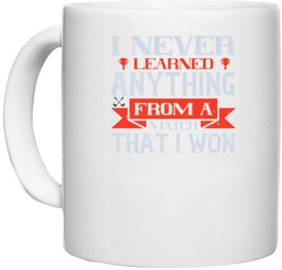 UDNAG White Ceramic Coffee / Tea 'Golf | I never learned anything from a match that I won' Perfect for Gifting [330ml] Ceramic Coffee Mug(330 ml)