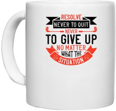 UDNAG White Ceramic Coffee / Tea 'Golf | Resolve never to quit, never to give up, no matter what the situation' Perfect for Gifting [330ml] Ceramic Coffee Mug(330 ml)