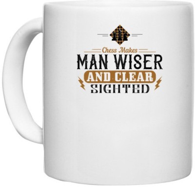 UDNAG White Ceramic Coffee / Tea 'Chess | Chess makes man wiser and clearsighted' Perfect for Gifting [330ml] Ceramic Coffee Mug(330 ml)