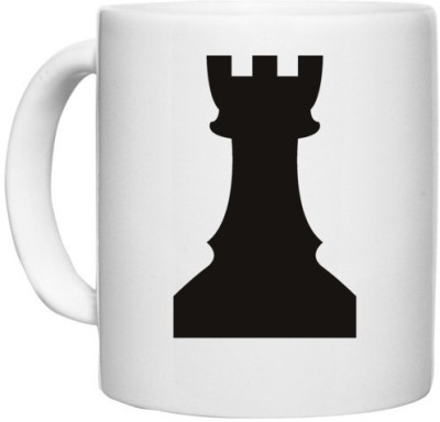 UDNAG White Ceramic Coffee / Tea 'Chess | Chess pieces 5' Perfect for Gifting [330ml] Ceramic Coffee Mug(330 ml)