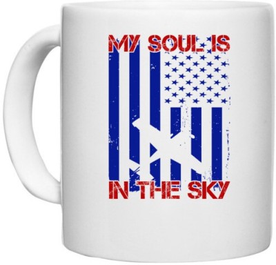 UDNAG White Ceramic Coffee / Tea 'Airforce | My soul in the sky' Perfect for Gifting [330ml] Ceramic Coffee Mug(330 ml)