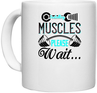 UDNAG White Ceramic Coffee / Tea 'Girls trip | installing muscles please wait' Perfect for Gifting [330ml] Ceramic Coffee Mug(330 ml)