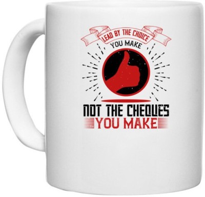 UDNAG White Ceramic Coffee / Tea 'Team Coach | Lead by the choice you make, not the cheques you make' Perfect for Gifting [330ml] Ceramic Coffee Mug(330 ml)