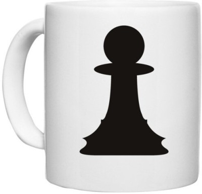 UDNAG White Ceramic Coffee / Tea 'Chess | Chess' Perfect for Gifting [330ml] Ceramic Coffee Mug(330 ml)