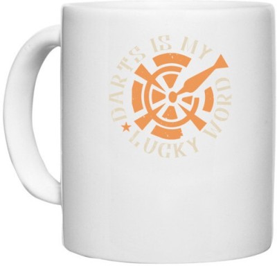 UDNAG White Ceramic Coffee / Tea 'Dart | Darts Is My Lucky Word' Perfect for Gifting [330ml] Ceramic Coffee Mug(330 ml)