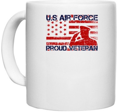 UDNAG White Ceramic Coffee / Tea 'Airforce | us air force proud veteran' Perfect for Gifting [330ml] Ceramic Coffee Mug(330 ml)