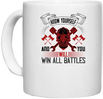 UDNAG White Ceramic Coffee / Tea 'Team Coach | Know yourself and you will win all battles' Perfect for Gifting [330ml] Ceramic Coffee Mug(330 ml)