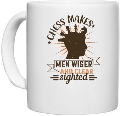 UDNAG White Ceramic Coffee / Tea 'Chess | Chess makes men wiser and clearsighted' Perfect for Gifting [330ml] Ceramic Coffee Mug(330 ml)