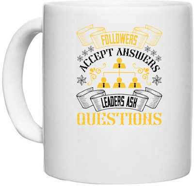 UDNAG White Ceramic Coffee / Tea 'Team Coach | Followers accept answers. Leaders ask questions' Perfect for Gifting [330ml] Ceramic Coffee Mug(330 ml)