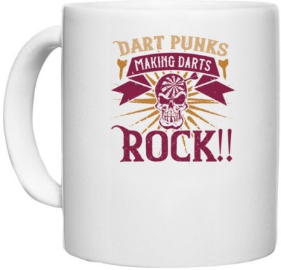 UDNAG White Ceramic Coffee / Tea 'Dart | Dart punks making darts rock!!' Perfect for Gifting [330ml] Ceramic Coffee Mug(330 ml)