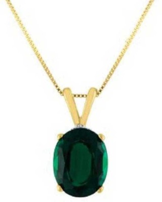 S KUMAR GEMS & JEWELS Certified Natural 6.25 Ratti Green Emerald (Panna) Gemstone Panchdhatu Pendant For Men And Women Gold-plated Emerald Alloy Pendant