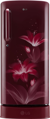 LG 190 L Direct Cool Single Door 5 Star Refrigerator with Base Drawer (Ruby Glow, GL-D201ARGZ)